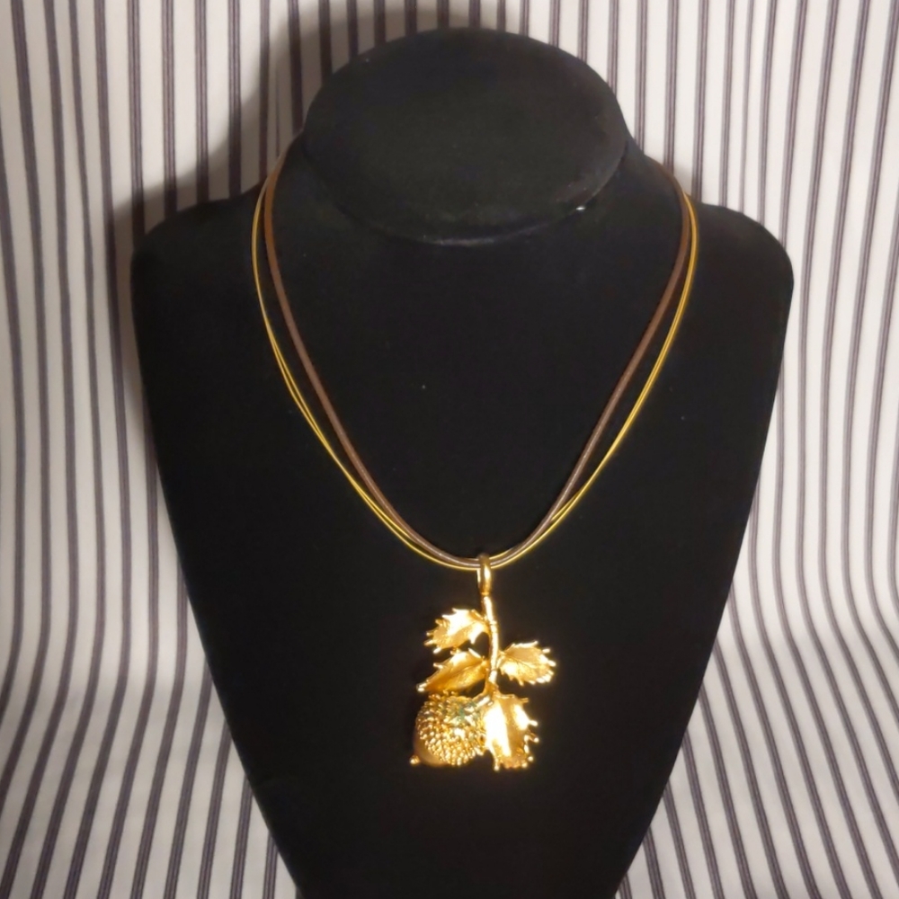 Acorn and leaf necklace